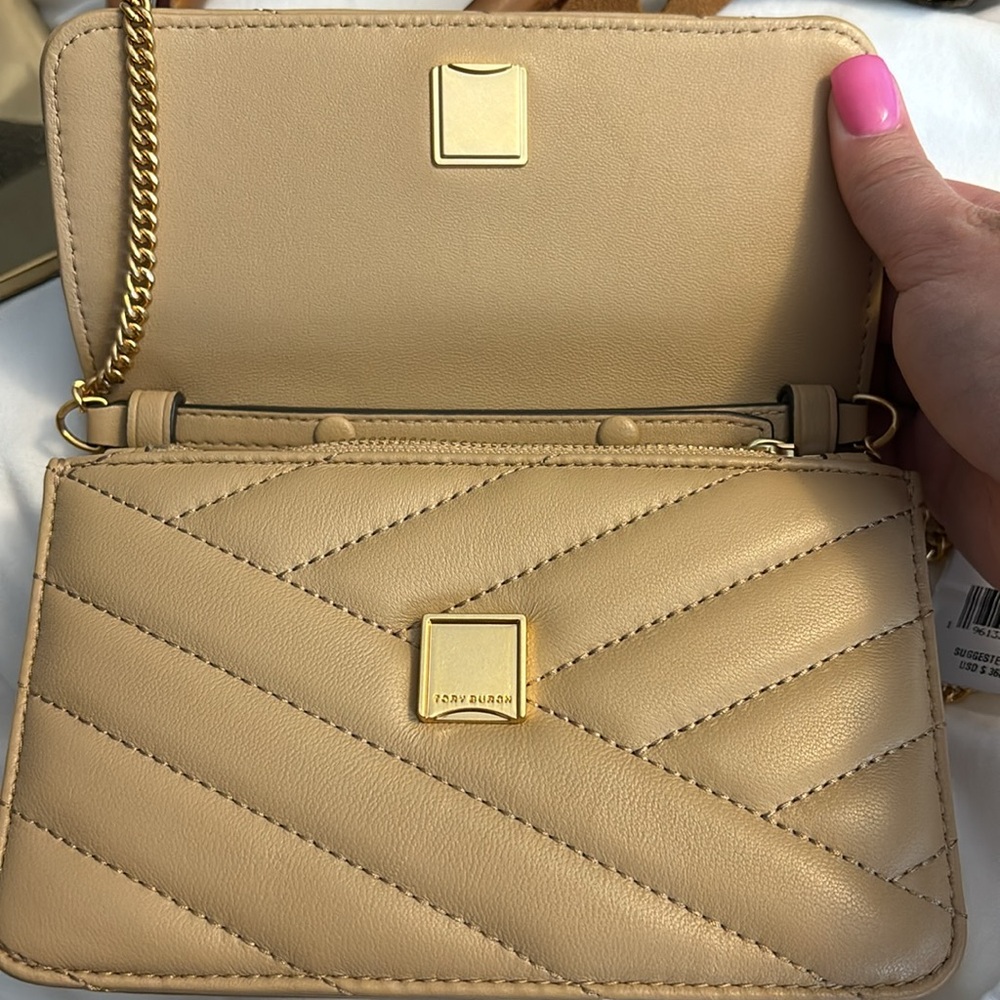 NWT Tory Burch Mini Kira bag with chain strap/top handle in desert dune tan - Picture 5 of 6